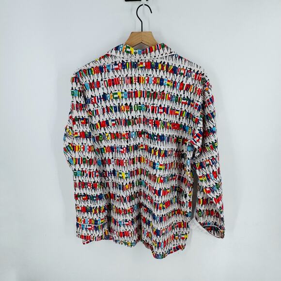 Sant + Abel Pajama Top Donald Robertson People Print Cotton Poplin Top XL - Picture 2 of 7